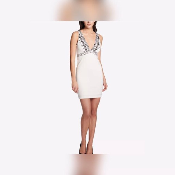 guess embroidered bodycon dress